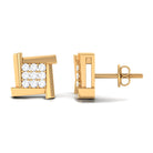 1/2 CT Natural Diamond Square Stud Earrings Diamond - ( HI-SI ) - Color and Clarity - Rosec Jewels