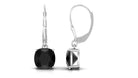 Cushion Cut Black Spinel Lever Back Earrings Black Spinel - ( AAA ) - Quality - Rosec Jewels