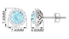 Real Swiss Blue Topaz and Diamond Halo Stud Earrings Sky Blue Topaz - ( AAA ) - Quality - Rosec Jewels