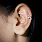 Marquise Shape Moissanite Flower Stud Earrings Moissanite - ( D-VS1 ) - Color and Clarity - Rosec Jewels