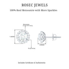 1.5 CT Moissanite Halo Stud Earrings Moissanite - ( D-VS1 ) - Color and Clarity - Rosec Jewels