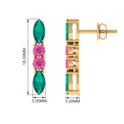 1.75 CT Marquise Emerald and Pink Sapphire Dangle Earrings Emerald - ( AAA ) - Quality - Rosec Jewels