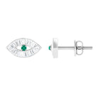 1/2 CT Emerald and Diamond Evil Eye Stud Earrings Emerald - ( AAA ) - Quality - Rosec Jewels