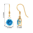 4.25 CT Swiss Blue Topaz Solitaire Dangle Earrings with Moissanite Swiss Blue Topaz - ( AAA ) - Quality - Rosec Jewels