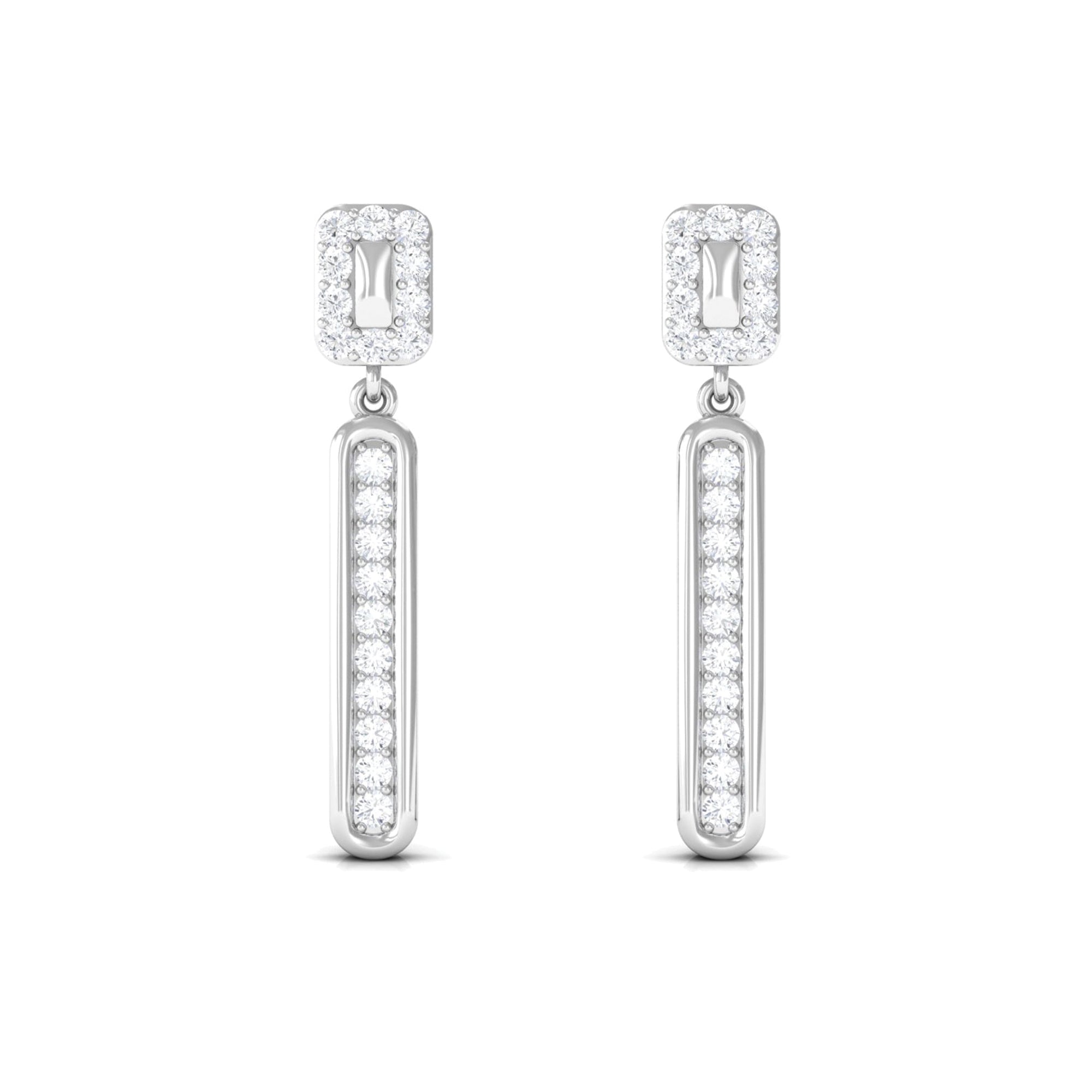 0.50 CT Certified Moissanite Bar Dangle Earrings Moissanite - ( D-VS1 ) - Color and Clarity - Rosec Jewels