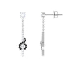 3/4 CT Black Diamond Gold Chain Dangle Earrings with Moissanite Black Diamond - ( AAA ) - Quality - Rosec Jewels