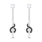 3/4 CT Black Diamond Gold Chain Dangle Earrings with Moissanite Black Diamond - ( AAA ) - Quality - Rosec Jewels