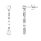 3 CT Certified Moissanite Dangle Earrings Moissanite - ( D-VS1 ) - Color and Clarity - Rosec Jewels