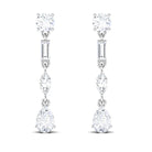 3 CT Certified Moissanite Dangle Earrings Moissanite - ( D-VS1 ) - Color and Clarity - Rosec Jewels