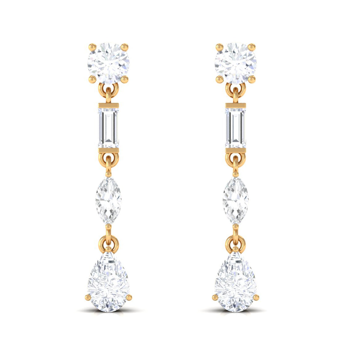 3 CT Certified Moissanite Dangle Earrings Moissanite - ( D-VS1 ) - Color and Clarity - Rosec Jewels