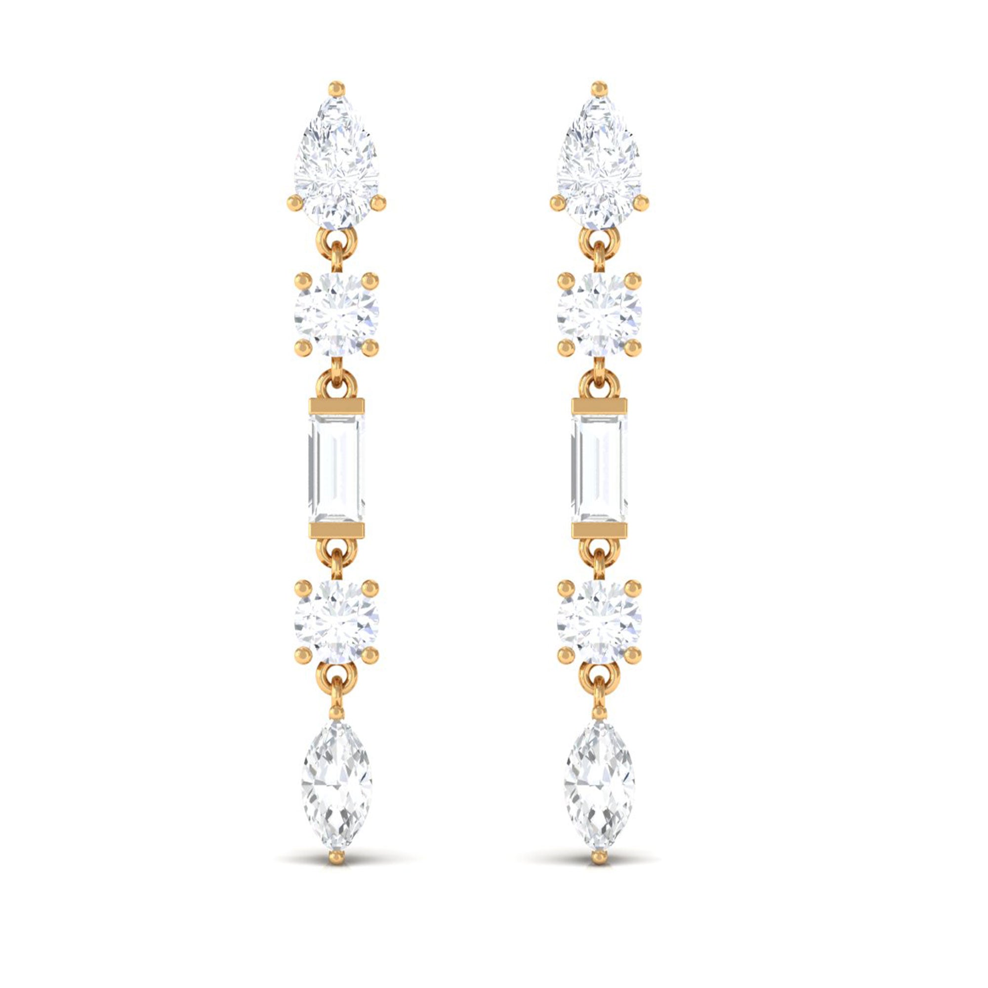 1.50 CT Moissanite Minimal Dangle Earrings Moissanite - ( D-VS1 ) - Color and Clarity - Rosec Jewels