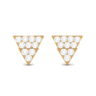 1/2 CT Zircon Triangle Gold Stud Earrings in Pave Setting Zircon - ( AAAA ) - Quality - Rosec Jewels