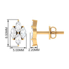 1 CT Marquise Zircon Gold Stud Earrings in Prong Setting Zircon - ( AAAA ) - Quality - Rosec Jewels