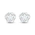 1/2 CT Zircon Cluster Stud Earrings in Pave Setting Zircon - ( AAAA ) - Quality - Rosec Jewels