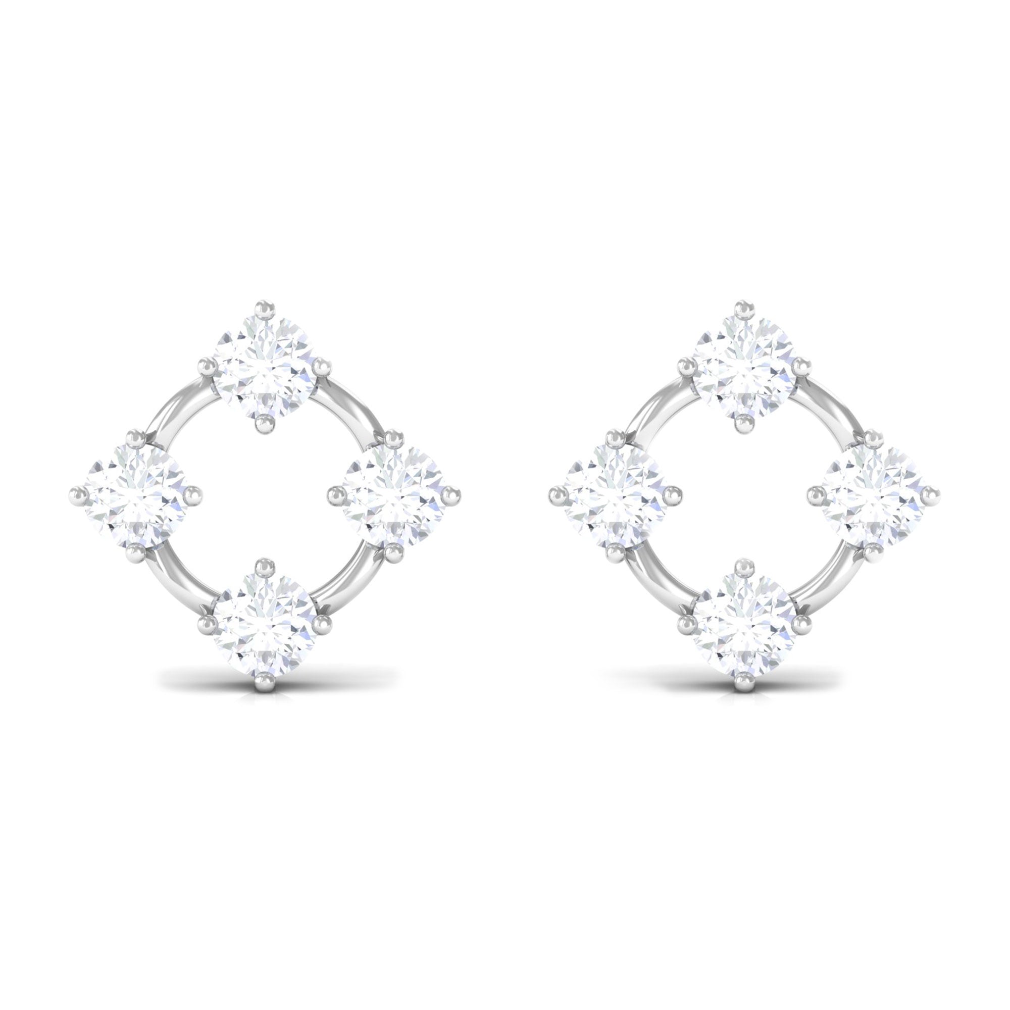 1/2 CT Simple Zircon Gold Stud Earrings in Prong Setting Zircon - ( AAAA ) - Quality - Rosec Jewels