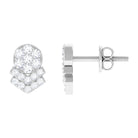 1/2 CT Certified Zircon Cocktail Stud Earrings in Pave Setting Zircon - ( AAAA ) - Quality - Rosec Jewels