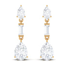 3 CT Baguette and Pear Shape Zircon Dangle Earrings Zircon - ( AAAA ) - Quality - Rosec Jewels