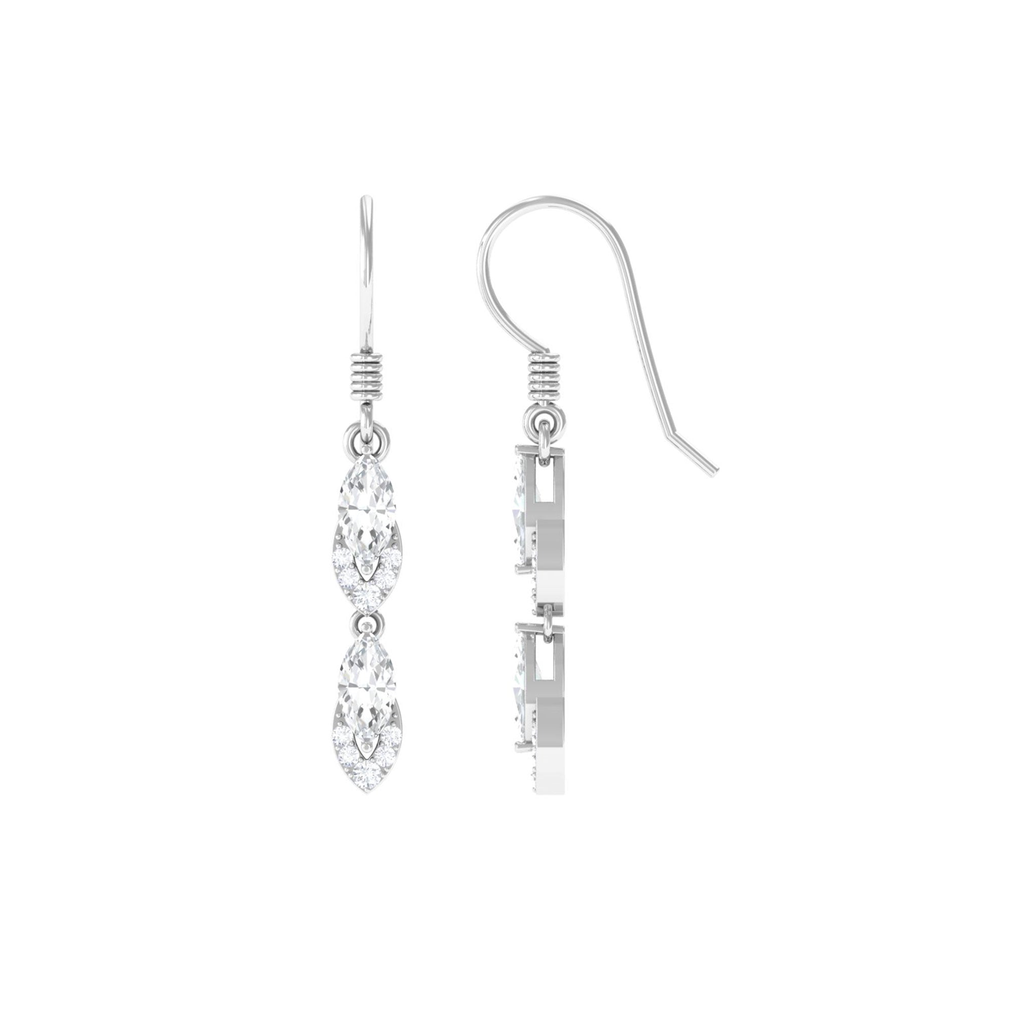 1.25 CT Moissanite Minimal Dangle Earrings in Gold Moissanite - ( D-VS1 ) - Color and Clarity - Rosec Jewels