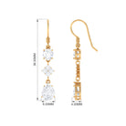 4 CT Cubic Zirconia Dangle Drop Earrings in Gold Zircon - ( AAAA ) - Quality - Rosec Jewels