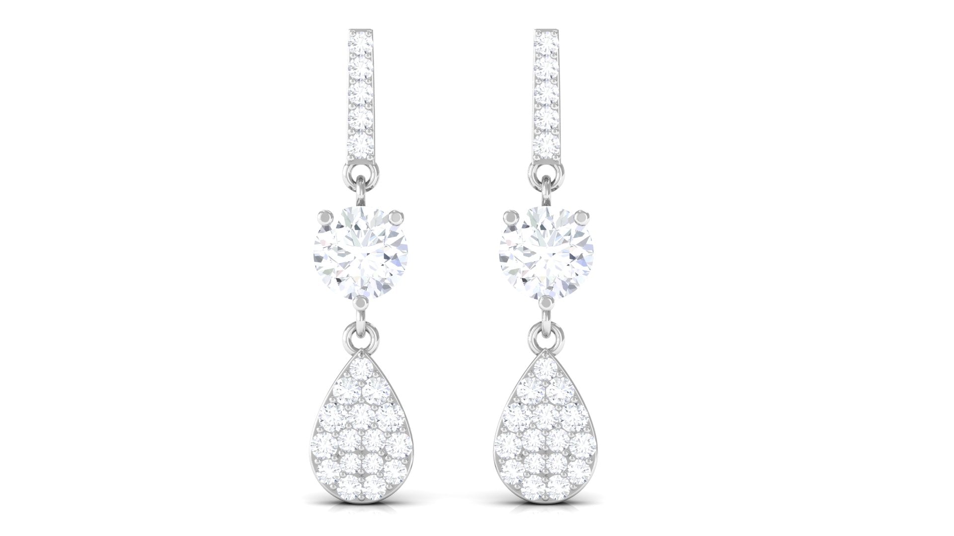 1 CT Round Cut Moissanite Classic Dangle Drop Earrings Moissanite - ( D-VS1 ) - Color and Clarity - Rosec Jewels