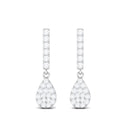 1/4 CT Certified Moissanite Dangle Drop Earrings Moissanite - ( D-VS1 ) - Color and Clarity - Rosec Jewels