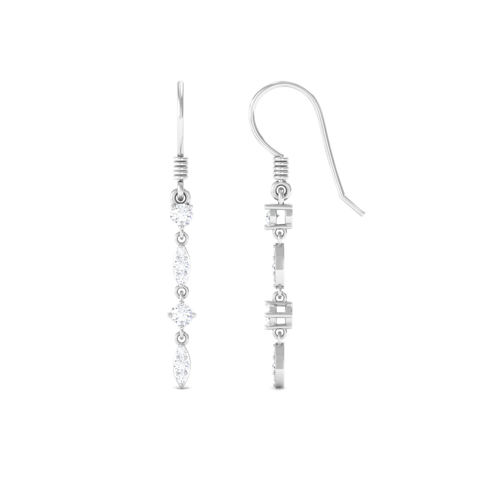 1/2 CT Simple Zircon Dangle Earrings in Prong Setting Zircon - ( AAAA ) - Quality - Rosec Jewels