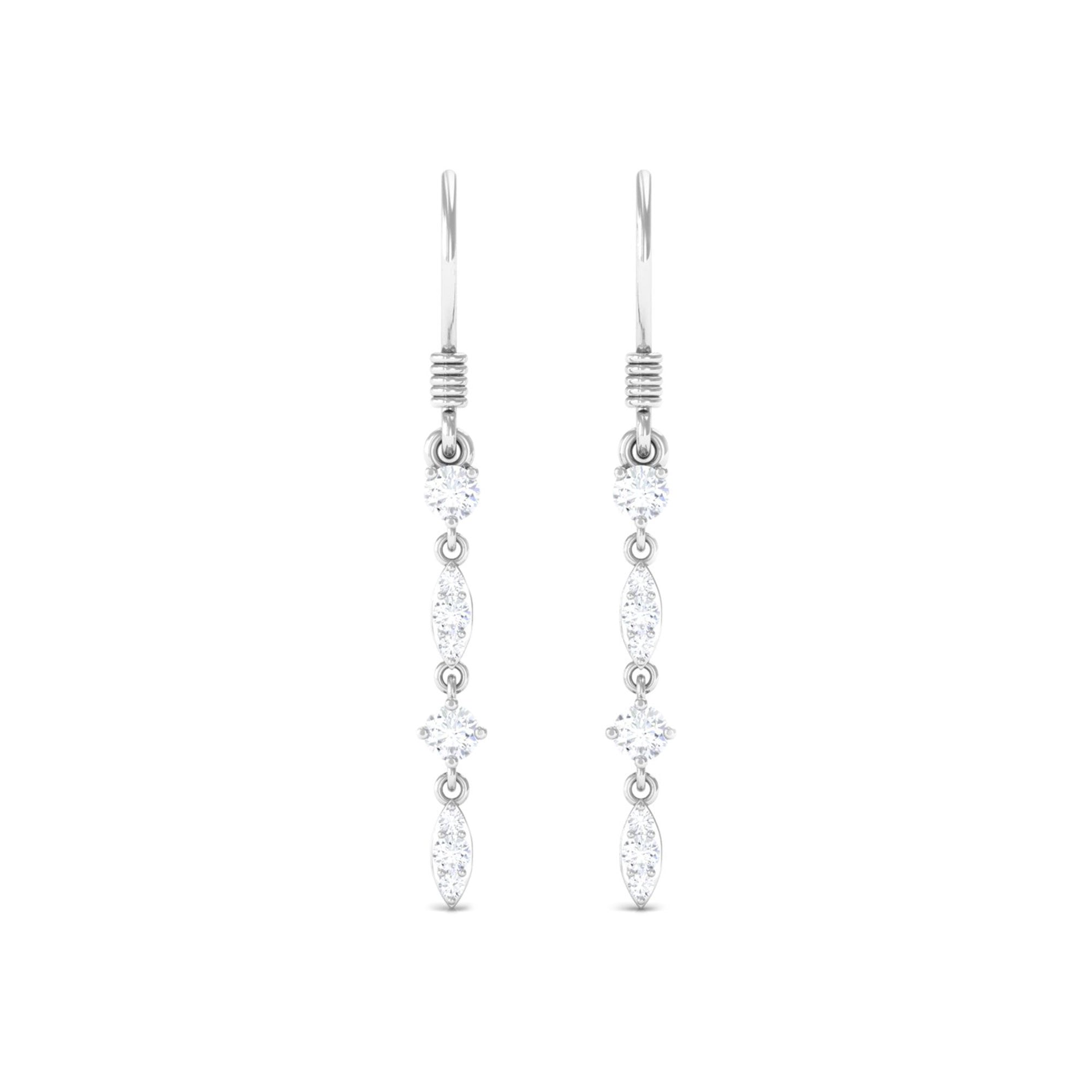 1/2 CT Simple Zircon Dangle Earrings in Prong Setting Zircon - ( AAAA ) - Quality - Rosec Jewels