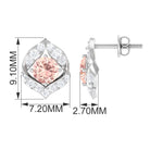 Dainty Morganite Petal Stud Earrings with Diamond Morganite - ( AAA ) - Quality - Rosec Jewels