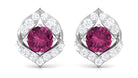 Unique Pink Tourmaline Stud Earrings with Diamond Pink Tourmaline - ( AAA ) - Quality - Rosec Jewels