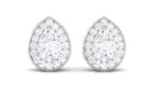 Pear Shape Lab Grown Diamond Classic Halo Stud Earrings Lab Grown Diamond - ( EF-VS ) - Color and Clarity - Rosec Jewels