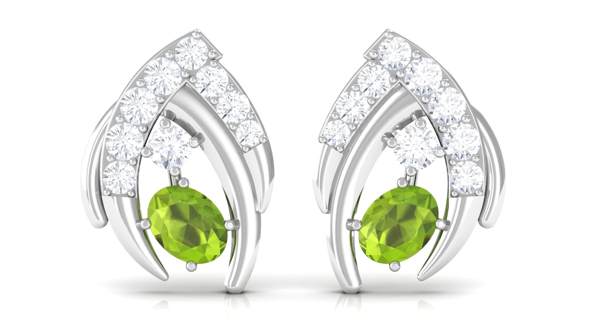 Minimal AAA Quality Peridot Stud Earrings Peridot - ( AAA ) - Quality - Rosec Jewels