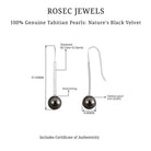 Tahitian Pearl and Diamond Accent Bar Drop Earrings with Fish Hook Backing Tahitian pearl - ( AAA ) - Quality - Rosec Jewels