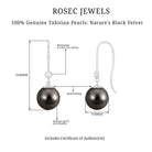 Black Tahitian Pearl Drop Earrings with Moissanite Tahitian pearl - ( AAA ) - Quality - Rosec Jewels