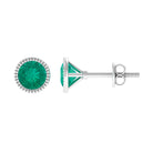 1 CT Bezel Set Round Emerald Solitaire Stud Earrings Emerald - ( AAA ) - Quality - Rosec Jewels