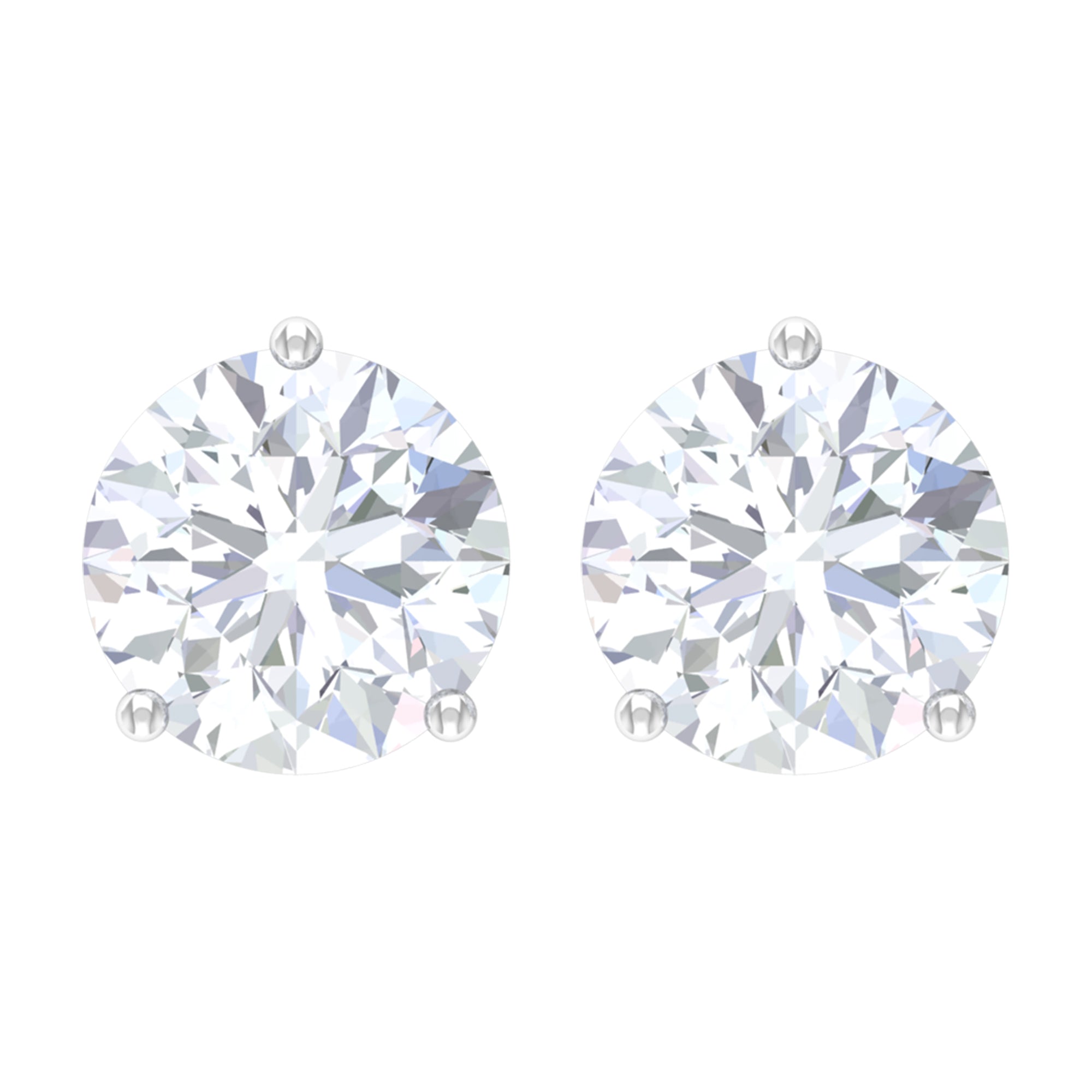 3/4 CT Certified Zircon Gold Solitaire Stud Earrings Zircon - ( AAAA ) - Quality - Rosec Jewels