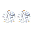 3/4 CT Certified Zircon Gold Solitaire Stud Earrings Zircon - ( AAAA ) - Quality - Rosec Jewels