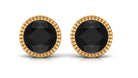 Round Created Black Diamond Solitaire Stud Earrings in Bezel Setting Lab Created Black Diamond - ( AAAA ) - Quality - Rosec Jewels