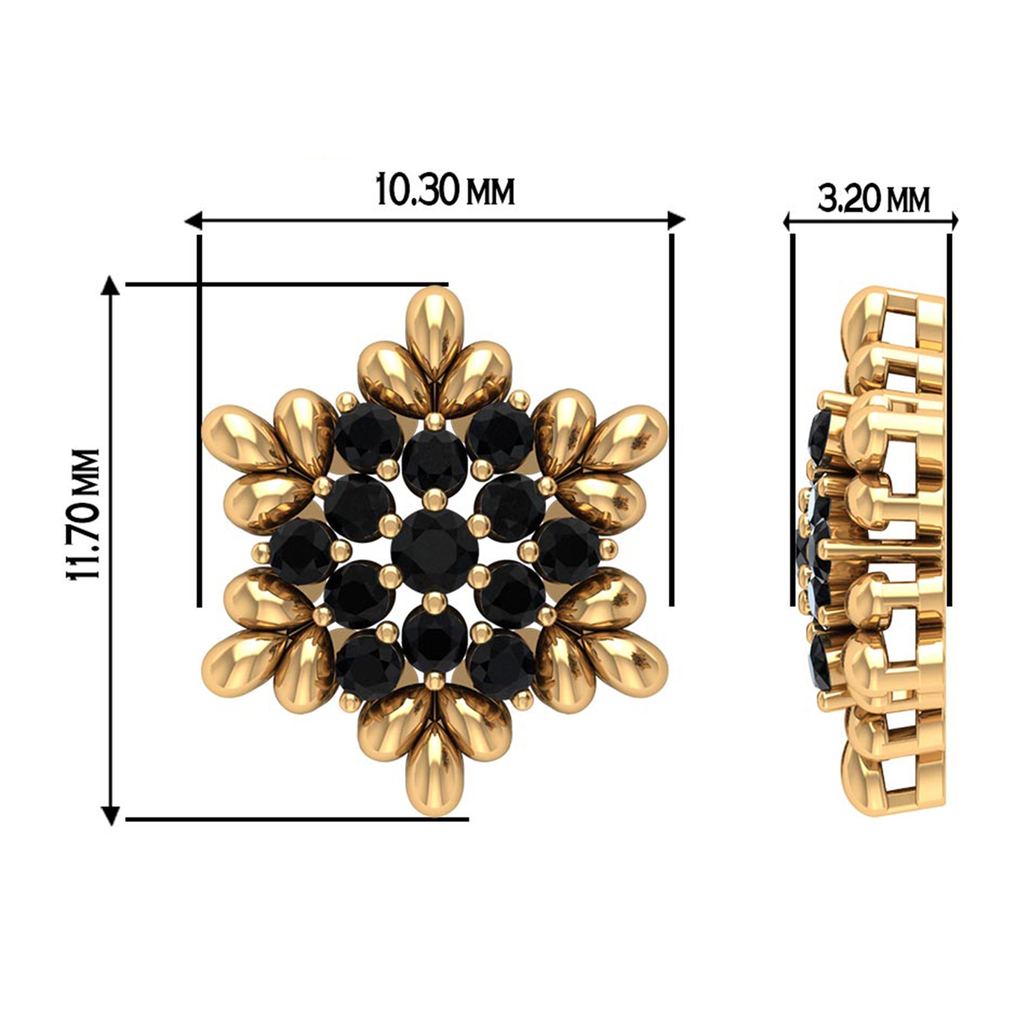 1/2 CT Adorable Black Onyx Floral Cluster Stud Earrings for Women Black Onyx - ( AAA ) - Quality - Rosec Jewels