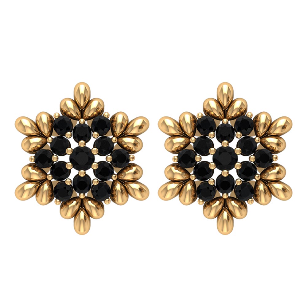 1/2 CT Adorable Black Onyx Floral Cluster Stud Earrings for Women Black Onyx - ( AAA ) - Quality - Rosec Jewels