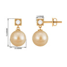 Natural South Sea Pearl Drop Earrings with Diamond South Sea Pearl - ( AAA ) - Quality - Rosec Jewels