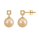 Natural South Sea Pearl Drop Earrings with Diamond South Sea Pearl - ( AAA ) - Quality - Rosec Jewels