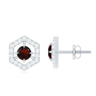 1 CT Minimal Garnet and Diamond Geometric Stud Earrings Garnet - ( AAA ) - Quality - Rosec Jewels