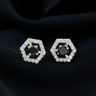 1.50 CT Minimal Black and White Diamond Geometric Stud Earrings Black Diamond - ( AAA ) - Quality - Rosec Jewels