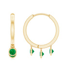 Genuine Emerald Hoop Drop Earrings Emerald - ( AAA ) - Quality - Rosec Jewels