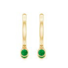 Genuine Emerald Hoop Drop Earrings Emerald - ( AAA ) - Quality - Rosec Jewels