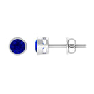 Bezel Set Created Blue Sapphire Solitaire Stud Earrings Lab Created Blue Sapphire - ( AAAA ) - Quality - Rosec Jewels