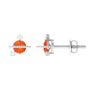 0.75 CT Orange Sapphire Celestial Stud Earrings with Diamond Orange Sapphire - ( AAA ) - Quality - Rosec Jewels