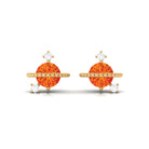 0.75 CT Orange Sapphire Celestial Stud Earrings with Diamond Orange Sapphire - ( AAA ) - Quality - Rosec Jewels