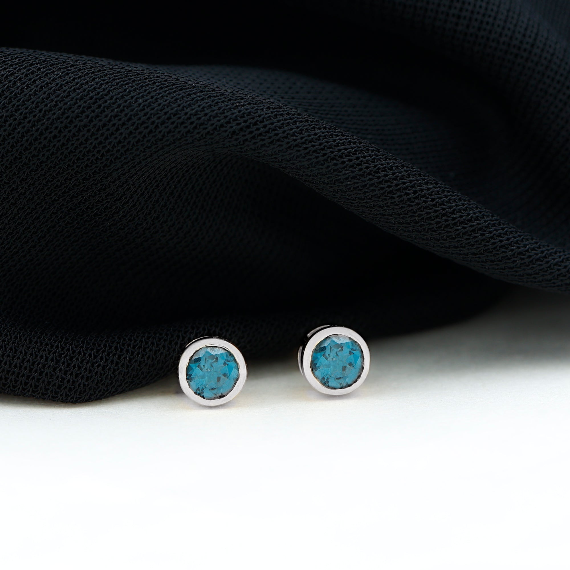 1.25 CT Bezel Set Round London Blue Topaz Solitaire Stud Earrings London Blue Topaz - ( AAA ) - Quality - Rosec Jewels