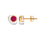 Bezel Set Genuine Ruby Solitaire Stud Earrings Ruby - ( AAA ) - Quality - Rosec Jewels